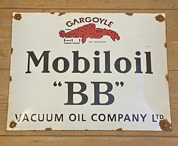 Vintage Mobiloil Gargoyle Enamel Sign: BB Gas & Oil Advertising - Etsy