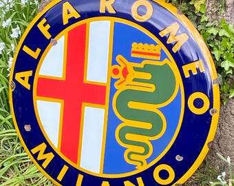 Alfa Romeo Enamel Garage Auto Sign Extra Large Emailschild insegna smaltata