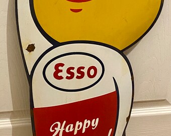 ヴィンテージ エッソ ハッピー モーターリング エナメル サイン