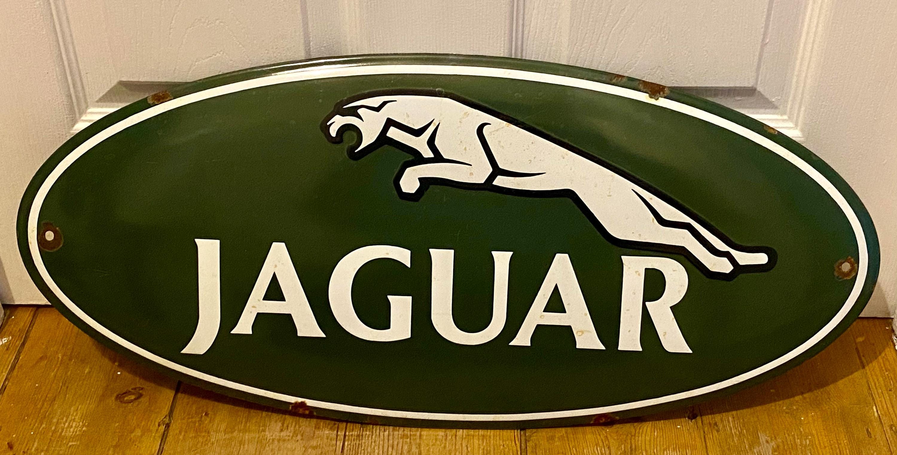 Rare - Jaguar Dealership Enamel Metal Wall Sign Garage Wall Art