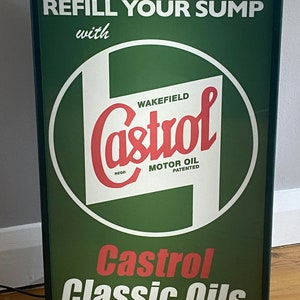 Castrol Oil illuminated Advertising Sign Garage Oil Garage Gas Petrol Service Station Workshop Sign
