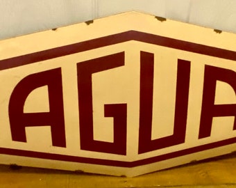 Rare Jaguar Dealership Enamel Sign, 20th Century Garage Decor