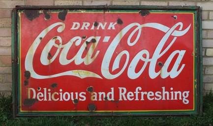 Rare 1932 Coca-cola Enamel Sign: Large Coke Advertising Display