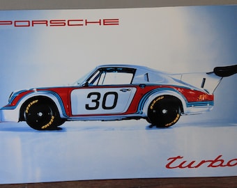 Porsche 911 Carrera RSR Turbo Enamel Sign: Martini Racing Metal Wall Art