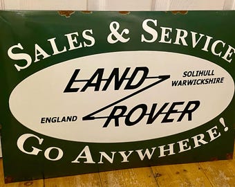 Land Rover Enamel Sign: Vintage Automotive Garage Decor (59.9x39.9cm