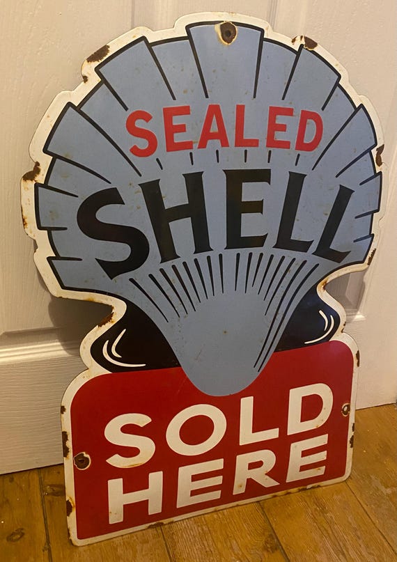 Large Shell Enamel Sign: Vintage Petrol Pump Advertising - Etsy