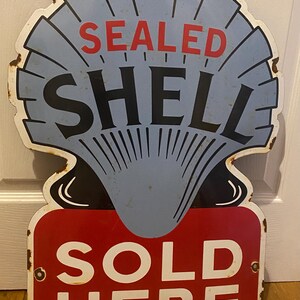Large Shell Enamel Sign: Vintage Petrol Pump Advertising - Etsy