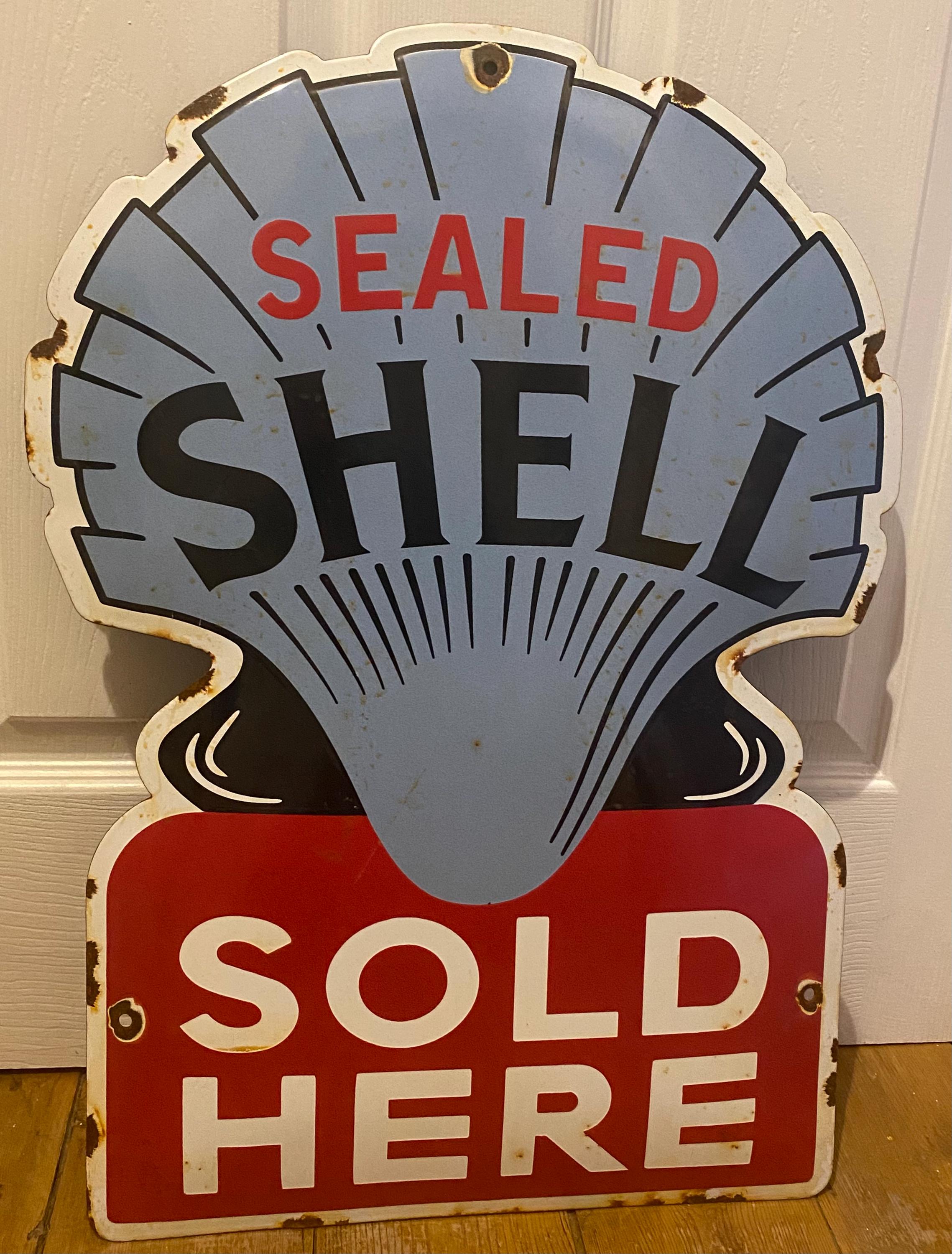 SHELL 1928年　ヴィンテージ　広告プレート Large Shell Enamel Sign: Vintage Petrol Pump Advertising - Etsy Canada