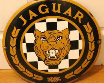 Jaguar Dealership Enamel Sign Vintage Showroom Display