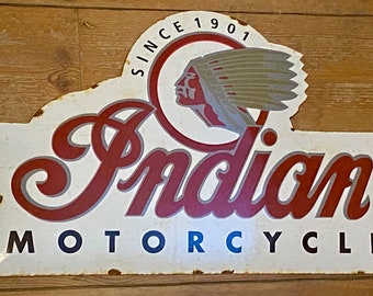 ヴィンテージのインディアンモーターサイクルエナメル広告看板 - 20