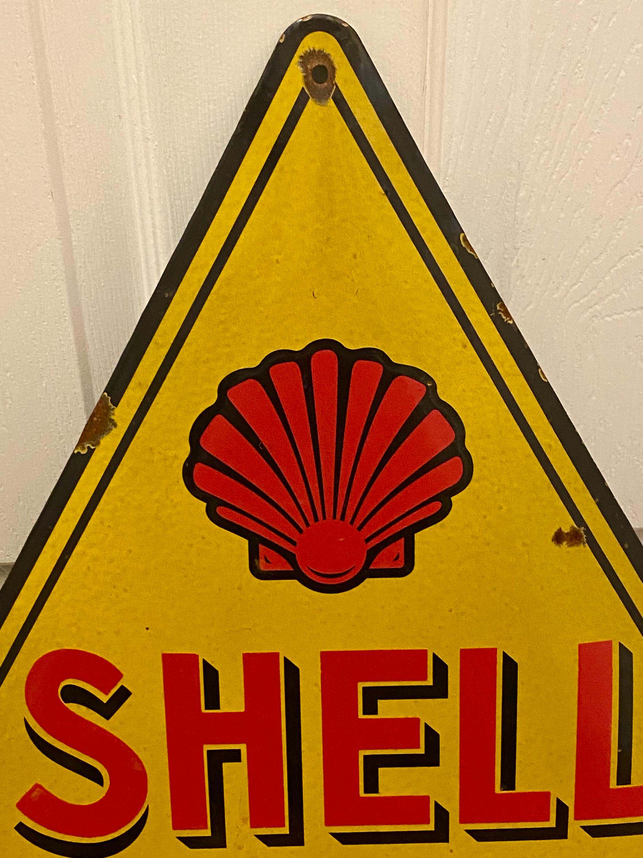 Vintage Shell Oil Enamel Sign: Large Garage Advertising, Royal