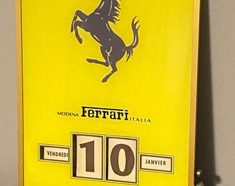 Rare 1960's Ferrari Garage Dealership Workshop Perpetual Calendar Collectable Wall Art Sign