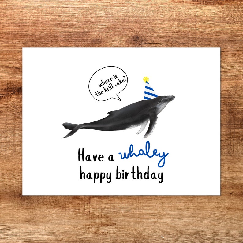 INSTANT DOWNLOAD, Humpback Whale Birthday Card, , Whale Card, Whale ...
