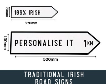 Panneau de signalisation irlandais classique - Fait sur mesure - Aluminium - Personnalisez-le - Idée cadeau