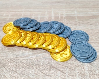 Imperial Credit Set of 20 Credits - Gold and Silver  - Royal Credits - Star Wars Inspired Credits - Sabacc Credits