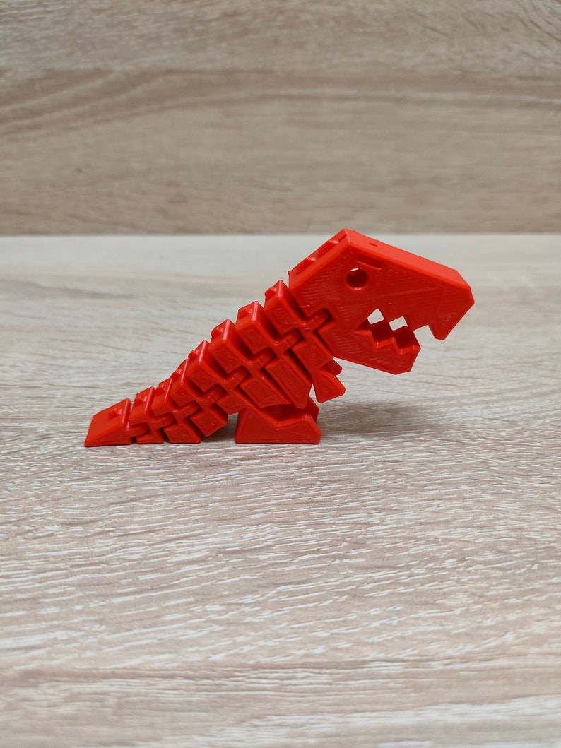 Flexi T Rex Dino Fidget 3D Printed Keyring Keychain Gift 3D Printed in