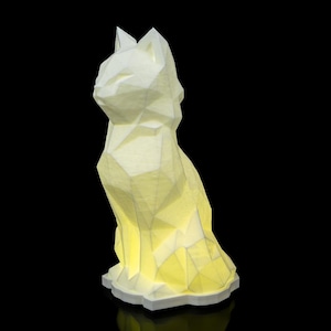 Geometrische Katzenlampe | 3D gedrucktes LED Nachtlicht | Low Poly Kinderzimmer Dekor | Warmes Leuchten | Süsses Tier Licht