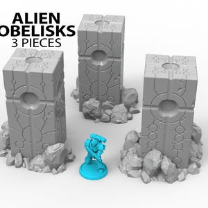 3 x Alien Obelisks Artifacts Scenery Terrain for War Games 28mm/32mm Set 2