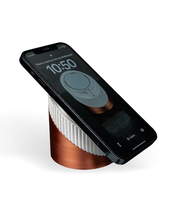 Minimalist 3D Printed Magsafe Charger Stand Angled iPhone Dock