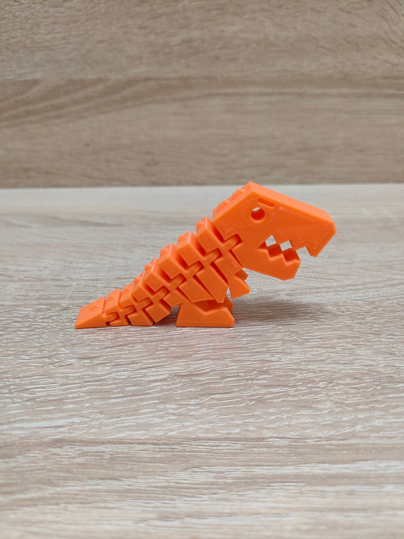 Flexi T Rex Dino Fidget 3D Printed Keyring Keychain Gift 3D Printed in