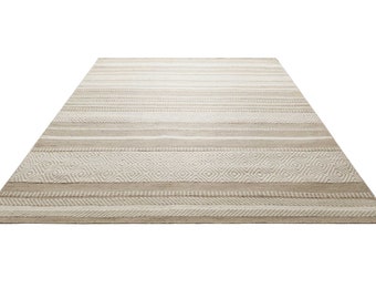 Kelim Teppich Beige Braun aus Wolle » Dijon « Green Looop