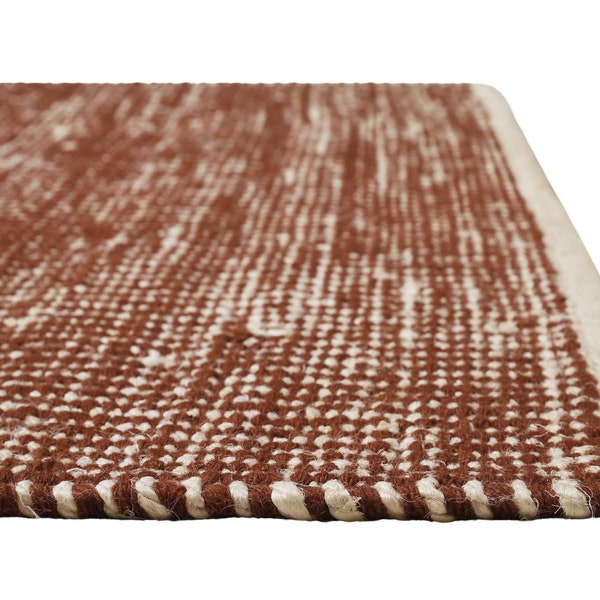 Tapis Kilim rouge marron beige en jute & laine » Toulouse « Green Loop