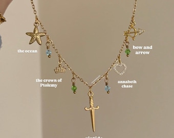 Percy Jackson Inspired Charm Necklace | 18K Gold Plated Stainless Steel