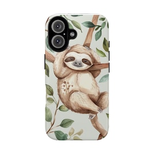Sloth Tough Cases, Sloth Lover Phone Case, Sloth Gift, Cute Animal Phone Cover, Sloth iPhone Samsung Case, Tree Branch Protective Shell