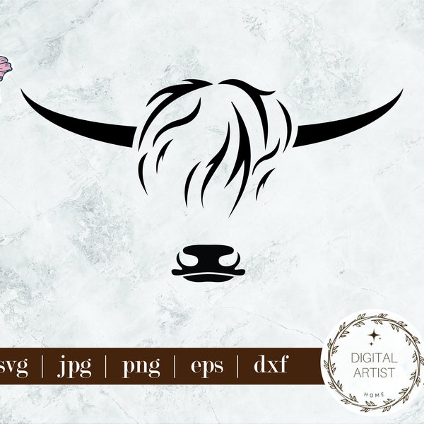 Cow Face SVG| Cute Cow SVG|Highland Cow Face SVG|Highland Cow Silhouette Svg| Cow Head Svg| Cow Horns Svg| Cow Cricut File| Instant Download