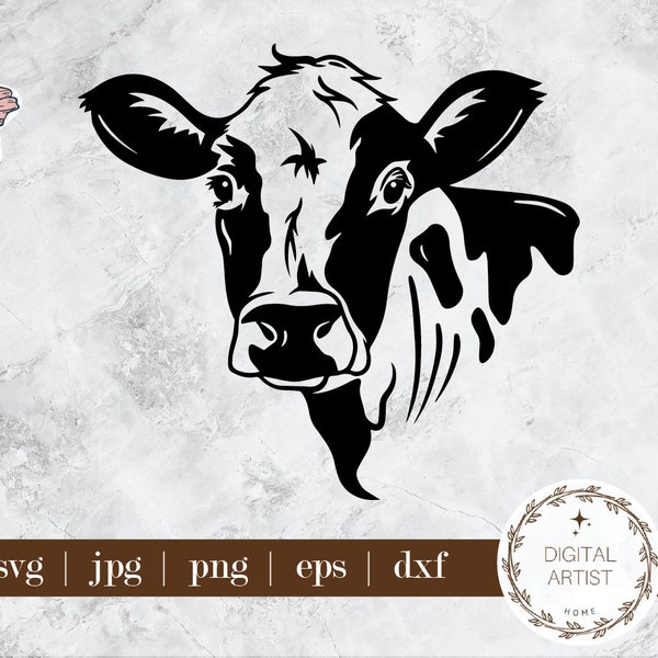 Cow Face SVG| Cow SVG| Cow Animal SVG| Cow Head Svg| Cow Skull Svg| Dairy Cow Svg| Cow Png| Cows Cricut File| Instant Download