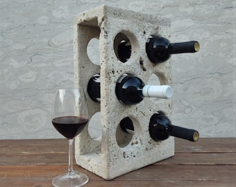 Design Antique Roman Travertine Bottle Holder for Wine | Gift for wine lovers