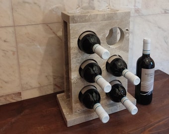 Portabotellas de travertino romano de diseño para vino