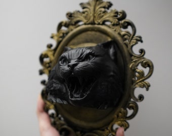 Frame gothic decor baroque cat halloween cat goth gothic wall art 3d print 3d darks Gothic Wall Art