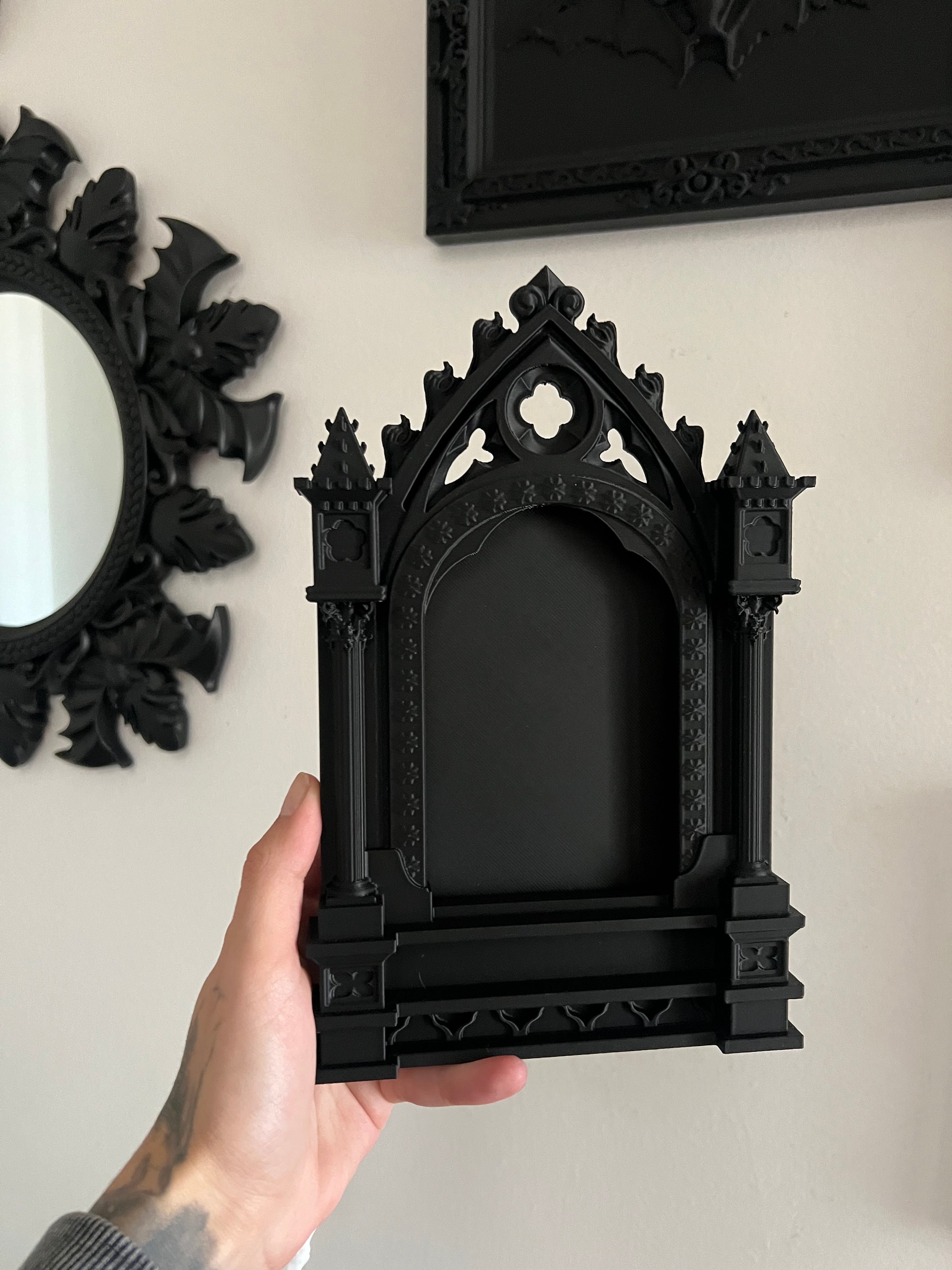 Cathedral Window Gothic Wall Frame – Baroque Gothic Decor for Fantasy Photography Display, Dark Academia Spaces and Moody Altars