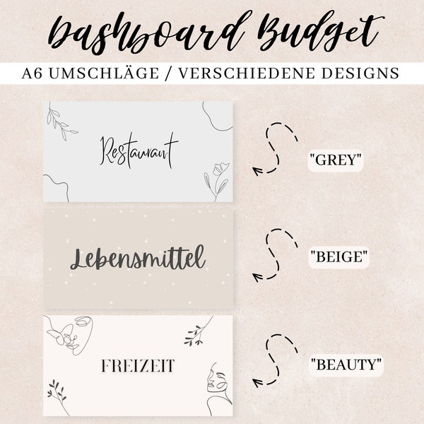 Dashboard / A6 Budget / Verschiedene Varianten / Deckblätter / Budget Binder