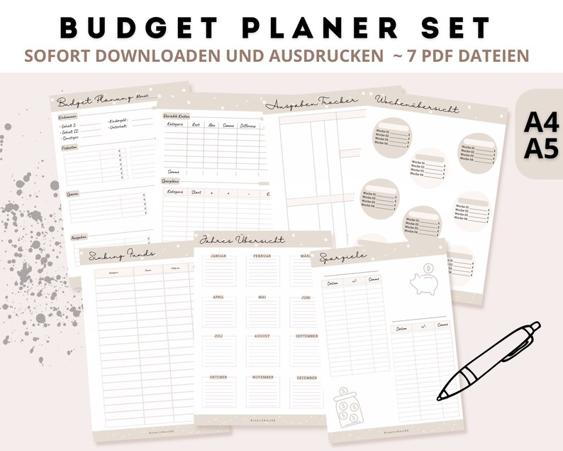 Digitale Budget Planer Vorlagen A4 und A5. Fixkosten Sinking Etsy.de