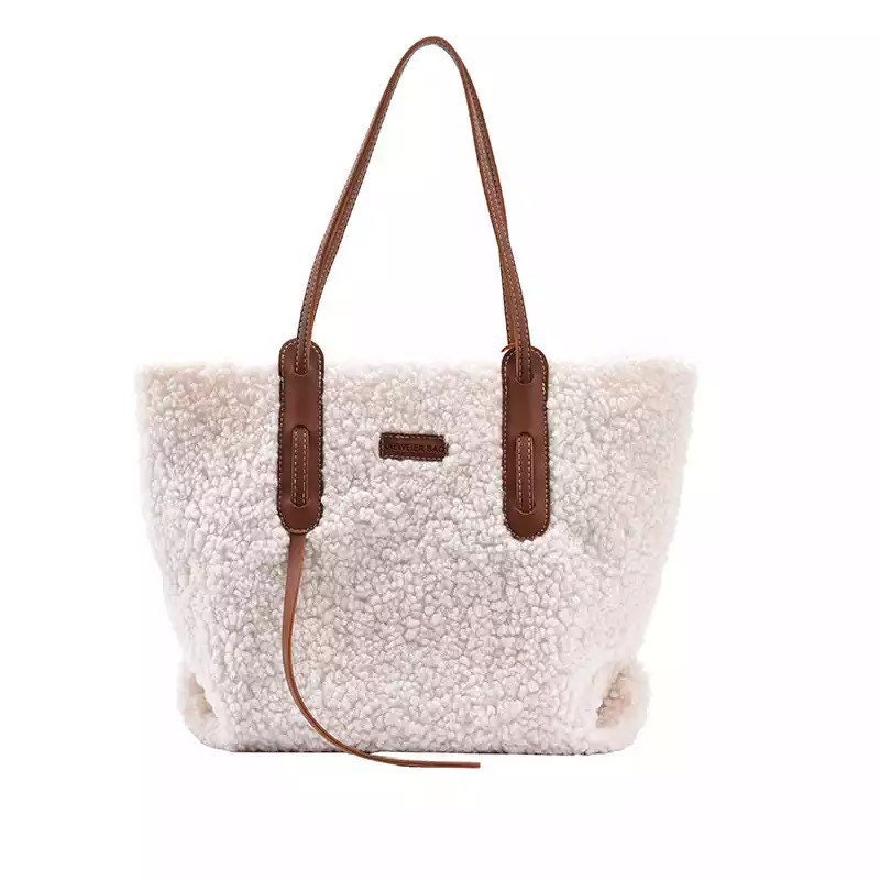 Teddy-Fleece Faux-Lamb-Wool Cross Body Bag with Smiley Face Patch – LMK  Accessories & Fashion