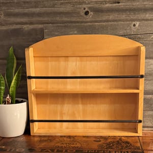 Vintage Wood Spice Rack ~ Wall Mounted Spice Shelf ~ Solid Wood Kitchen Display with Shelves ~ Country Farmhouse Kitchen Decor ~ Light Wood