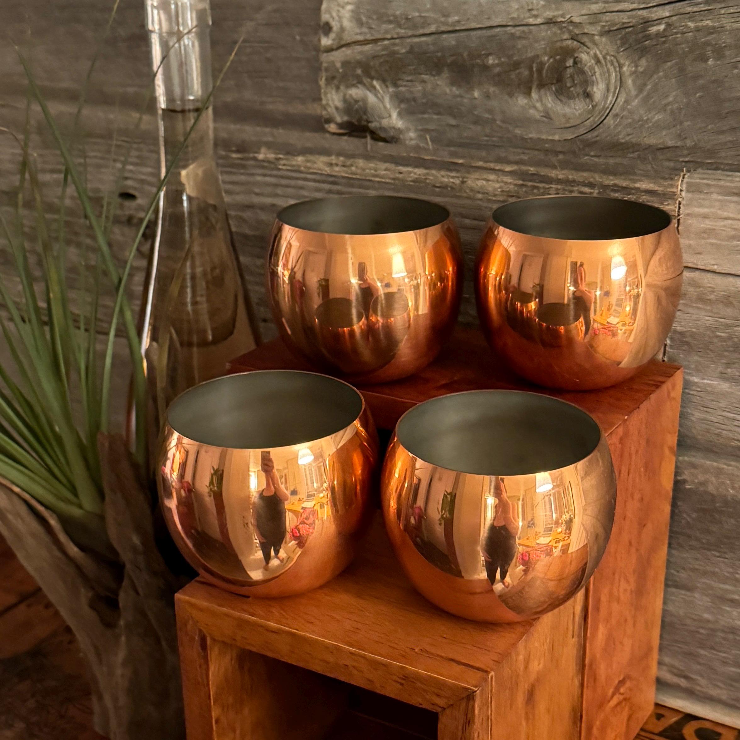 Vintage Coppercraft Guild Copper Roly Poly Cups: Retro Barware Set