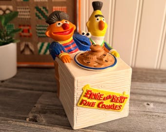Vintage 1970s Sesame Street Bert Ernie Cookie Jar – Rare Crate Design Retro Muppets Collectible