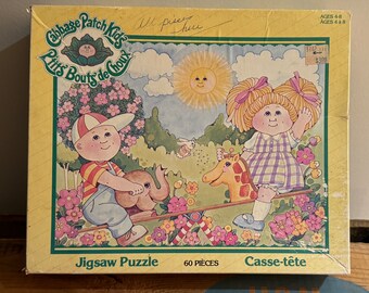 Rompecabezas vintage de Cabbage Patch Kids ~ 1983 ~ Rompecabezas retro, juguetes nostálgicos de los 80