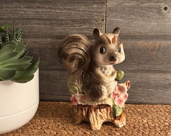Vintage Ceramic Squirrel and Acorn Coin Bank ESD Japan Hand 