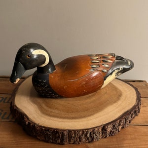 Vintage Duck Decoy Hand Carved Duck Vintage Duck Hand Painted Hunting Decoy Blue Winged Teal Duck Wood Carving Collectible