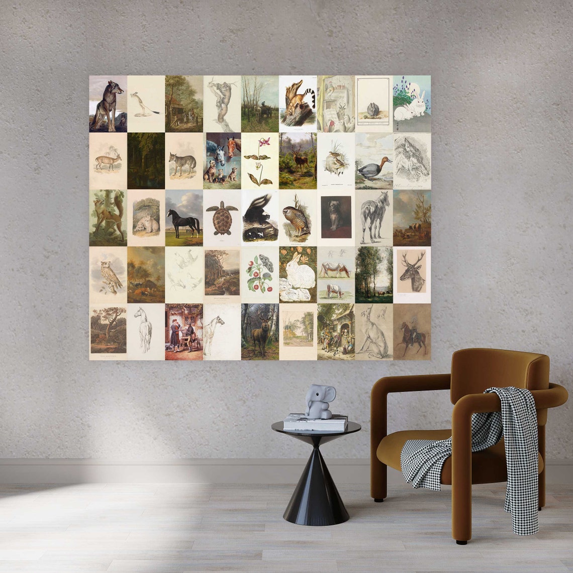 Vintage Animal Wall Collage Kit 200 PCS, Farmhouse Cottage Core Decor
