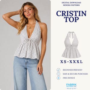 Top Sewing Pattern PDF | Backless Halter Top Pattern | Open Back Summer Top | Easy Beginner Pattern | Women Sewing Pattern