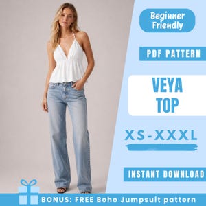 Wzór na top Veya w formacie PDF | Wzór na top z odkrytymi plecami i halterem | Letni top z odkrytymi plecami | Łatwy wzór dla początkujących | Wzór na kobiety