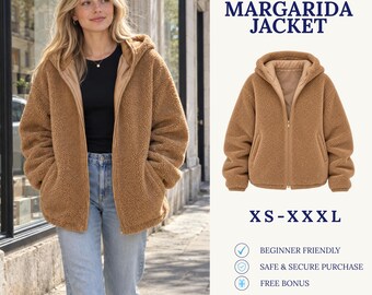 Cartamodello per giacca con cappuccio | Cartamodello per giacca da donna | Giacca con cerniera | Cartamodello per giacca Teddy | Cartamodello in PDF