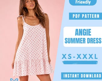 Tiered Sundress Sewing Pattern PDF | Tie Strap Maxi Dress Pattern | Boho Summer Dress | Easy Beginner Pattern | Women Sewing Pattern