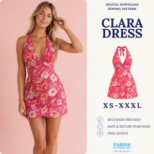 Backless Mini Dress Sewing Pattern PDF | Halter Dress Pattern | Bodycon Summer Dress | Easy Beginner Pattern | Women Sewing Pattern