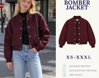 Cartamodello per giacca bomber | Cartamodello per giacca da donna | Giacca con bottoni | Giacca corta | Cartamodello PDF